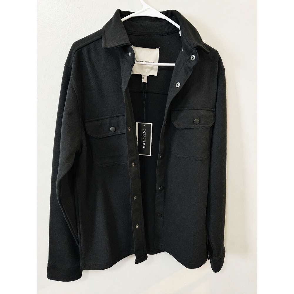 Garment Research London Mens Interlock Shirt Jacket Black Small NWT Snap Front